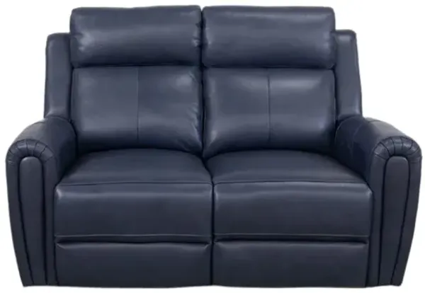 Jonathan Blue Leather Reclining Loveseat
