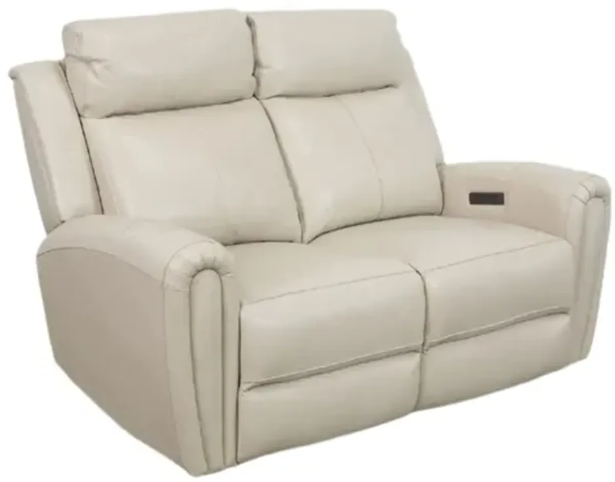 Jonathan Cream Leather Reclining Loveseat