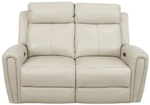 Jonathan Cream Leather Reclining Loveseat