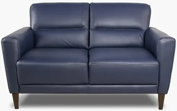 Jasper Blue Leather Loveseat