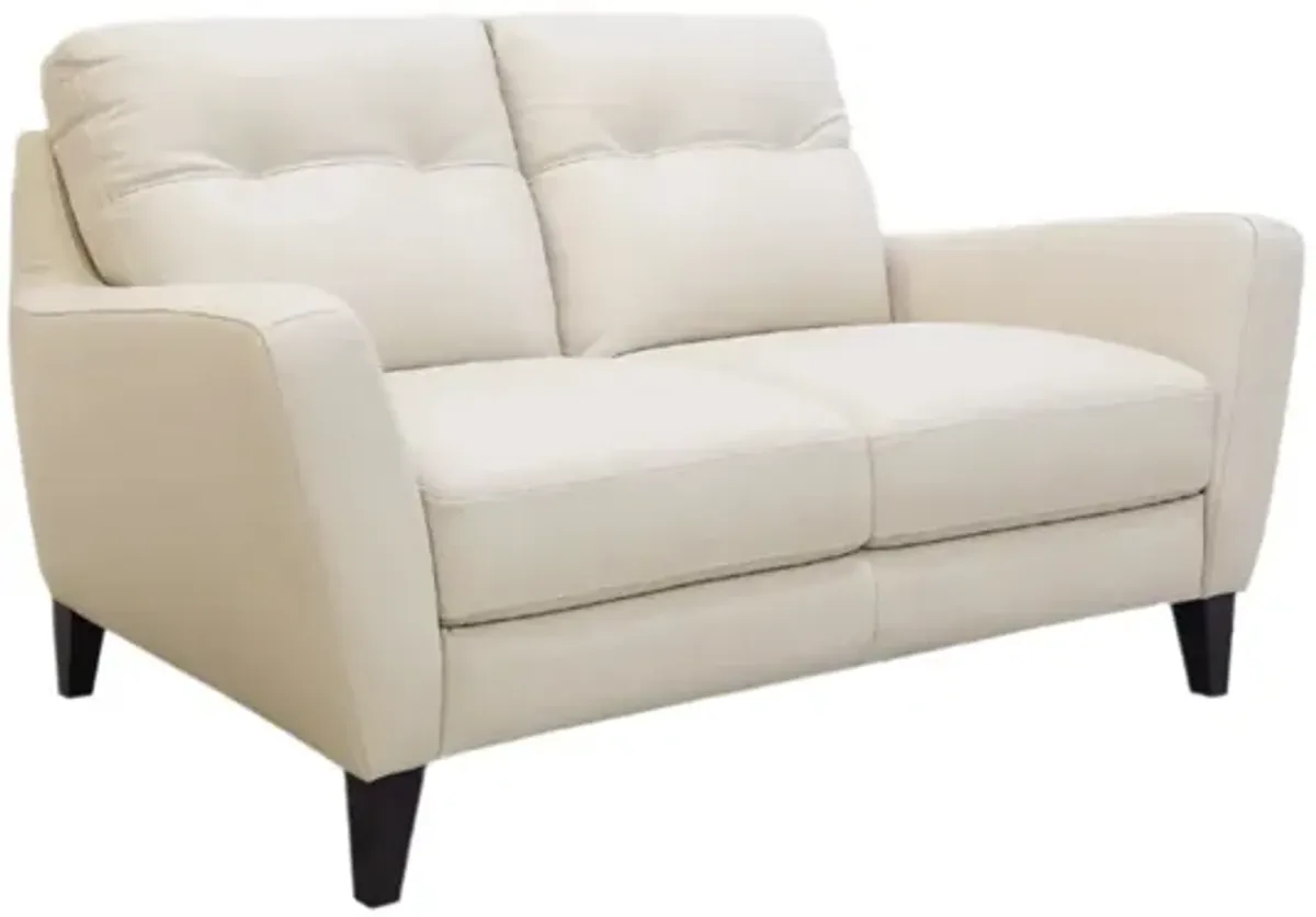 Valentino II Cream Leather Loveseat