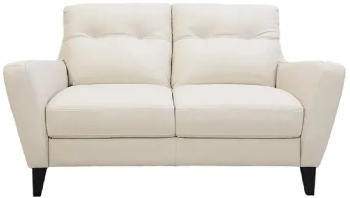Valentino II Cream Leather Loveseat
