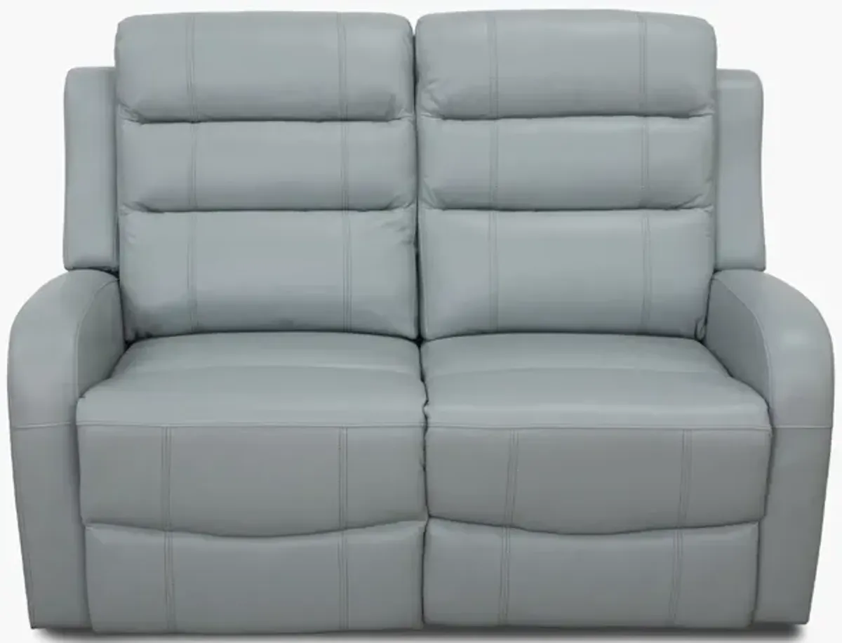 Leo Seafoam Leather Manual Reclining Loveseat