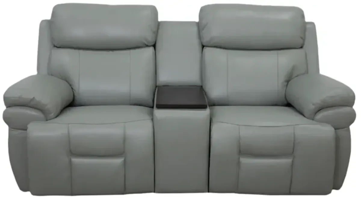 Bishop Jade Leather Zero Gravity Triple Power Reclining Console Loveseat
