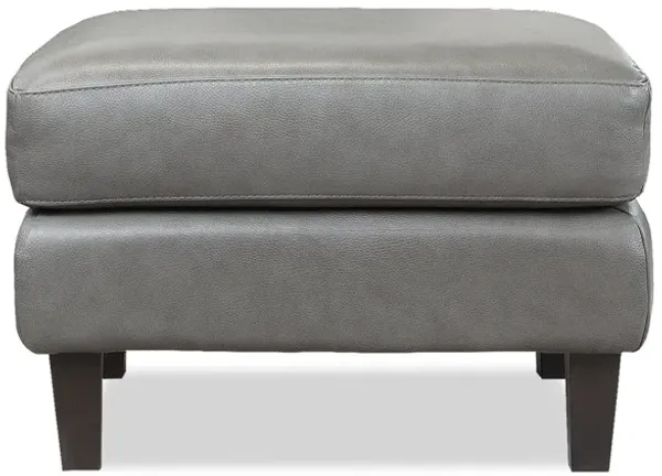 Rossi Grey Leather Ottoman
