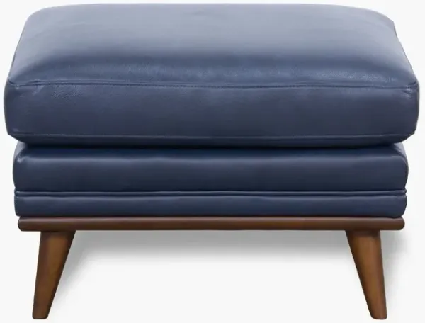 Emmitt Navy Leather Ottoman
