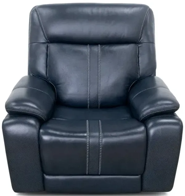 Sonic Navy Leather Triple Power Recliner