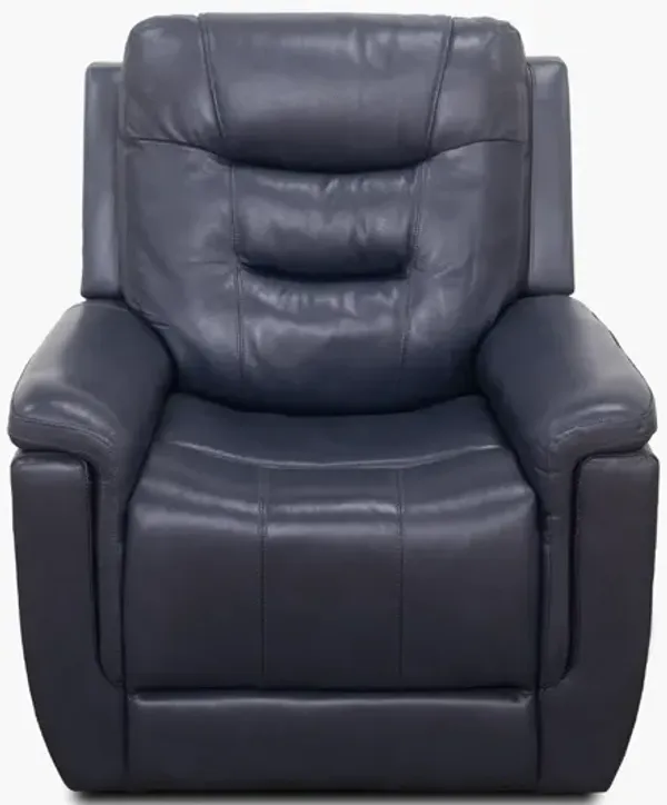Abbott Navy Leather Power Recliner with Power Headrest