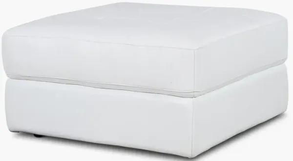 Oakley White Tufted Leather Ottoman