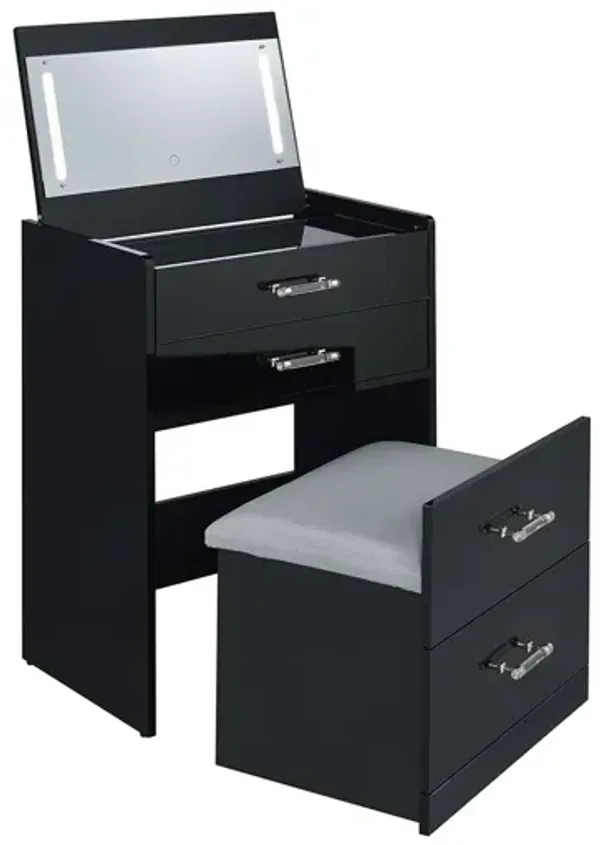Irvine Mini Vanity w/Hidden Stool Black