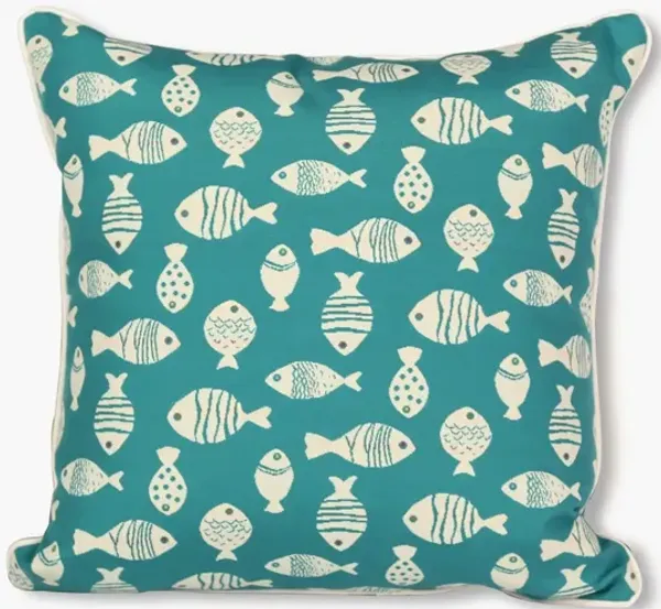Emerald Go Fish Reversible Outdoor Throw Pillow