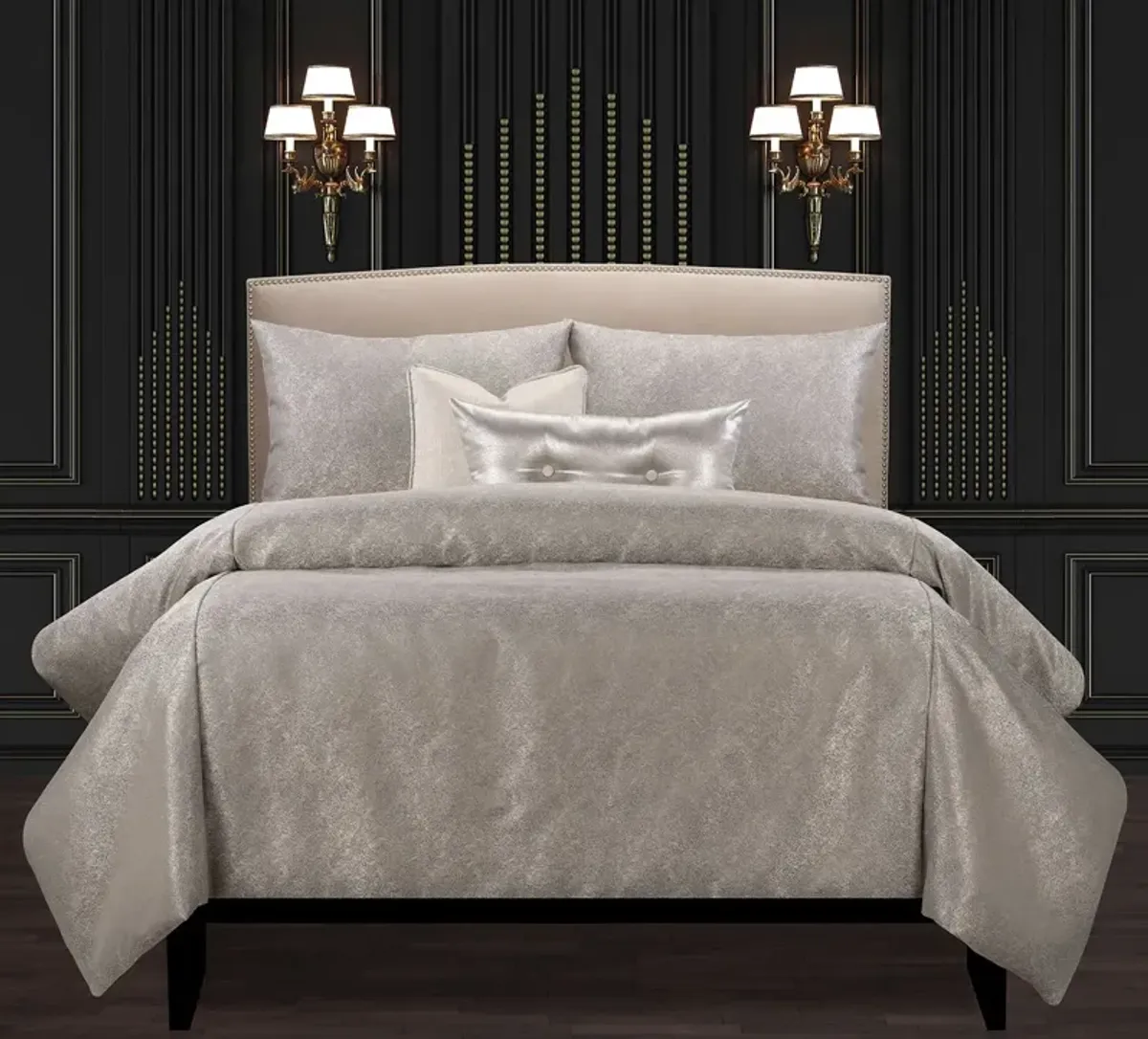 F Scott Fitzgerald Jazz Club Silver Luxury Queen Duvet Cover and Insert Set
