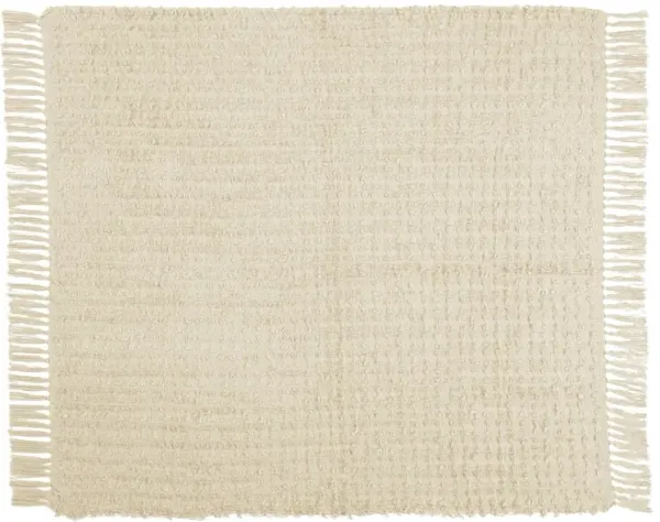 Cream Tufted Fringe Throw