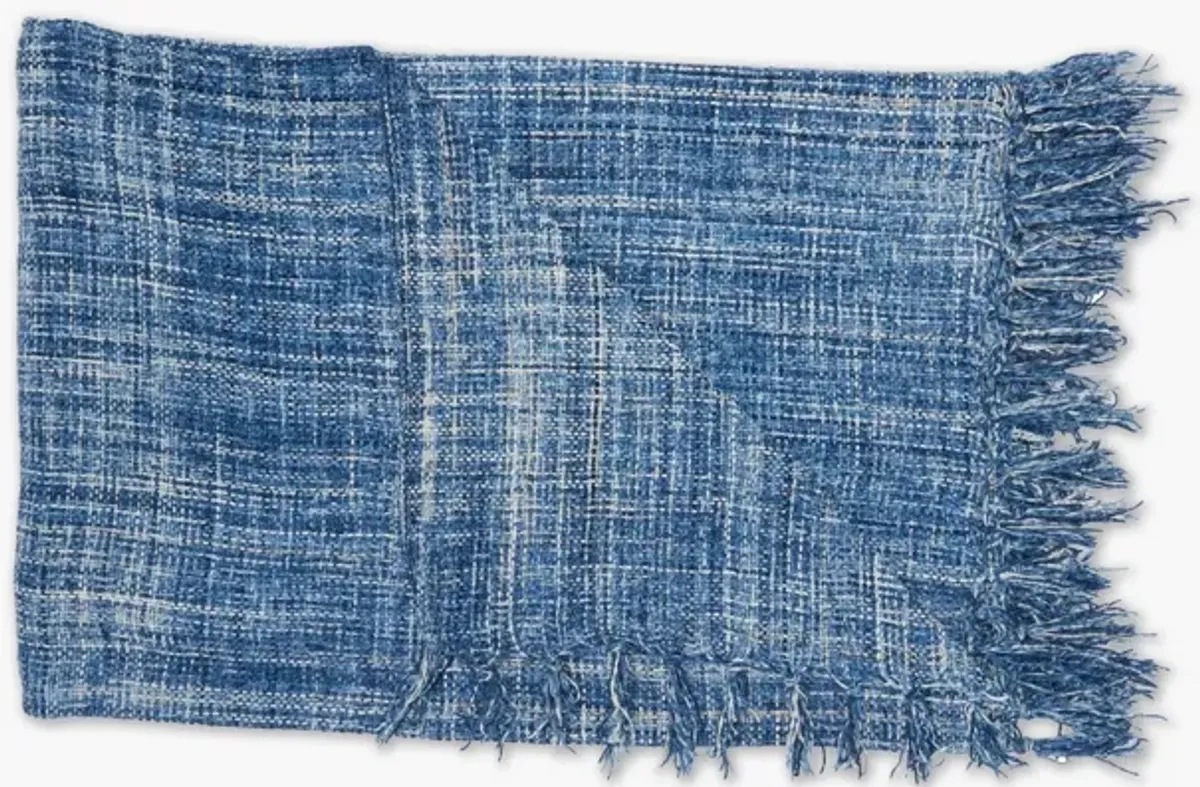 Navy Chenille Indoor/Outdoor Throw 50 x 60