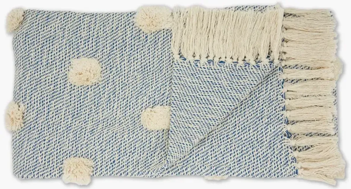 Blue Woven Cotton Throw 50 x 60