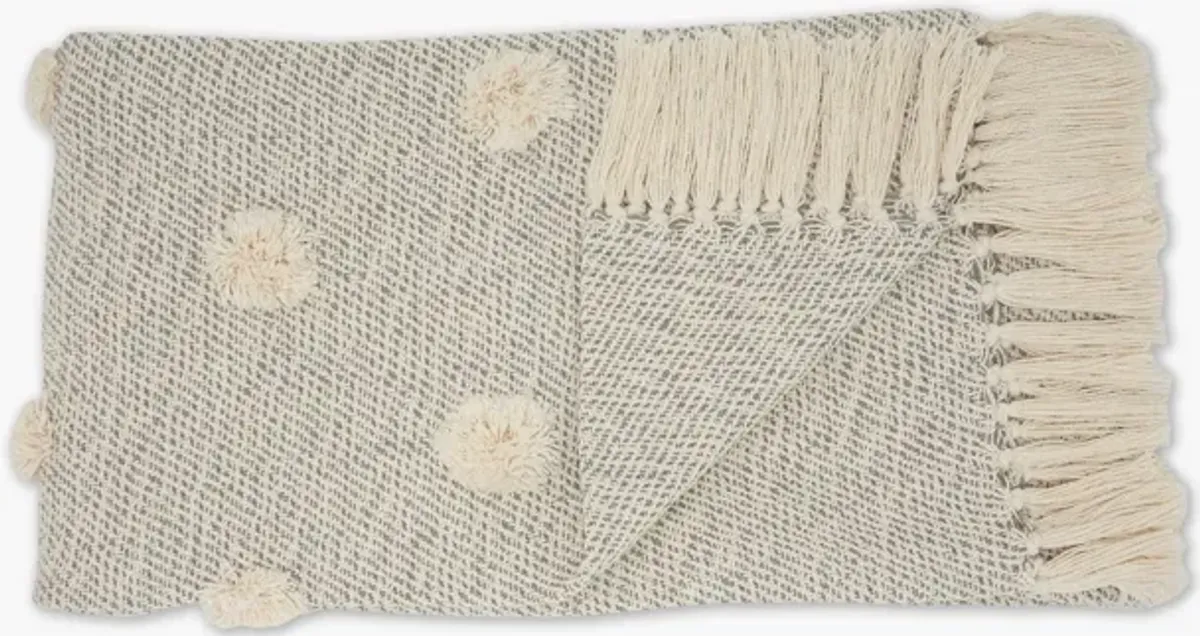 Grey Woven Cotton Throw 50 x 60