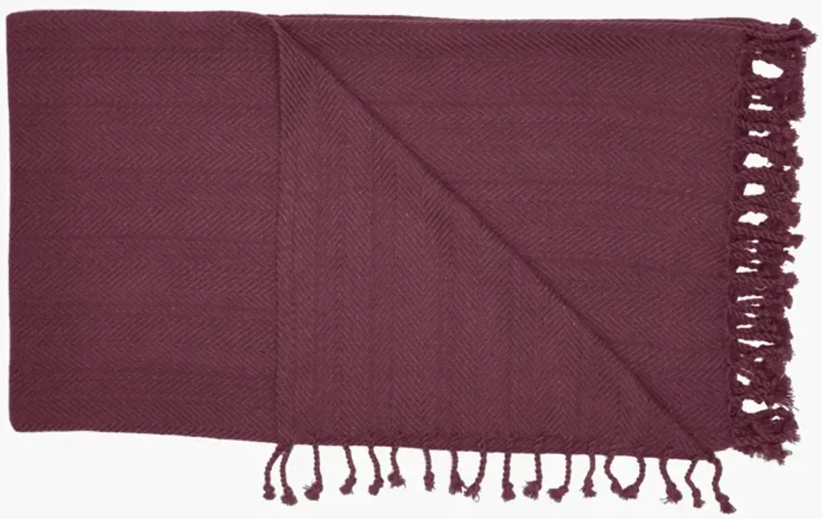 Burgundy Woven Cotton Throw 50 x 60