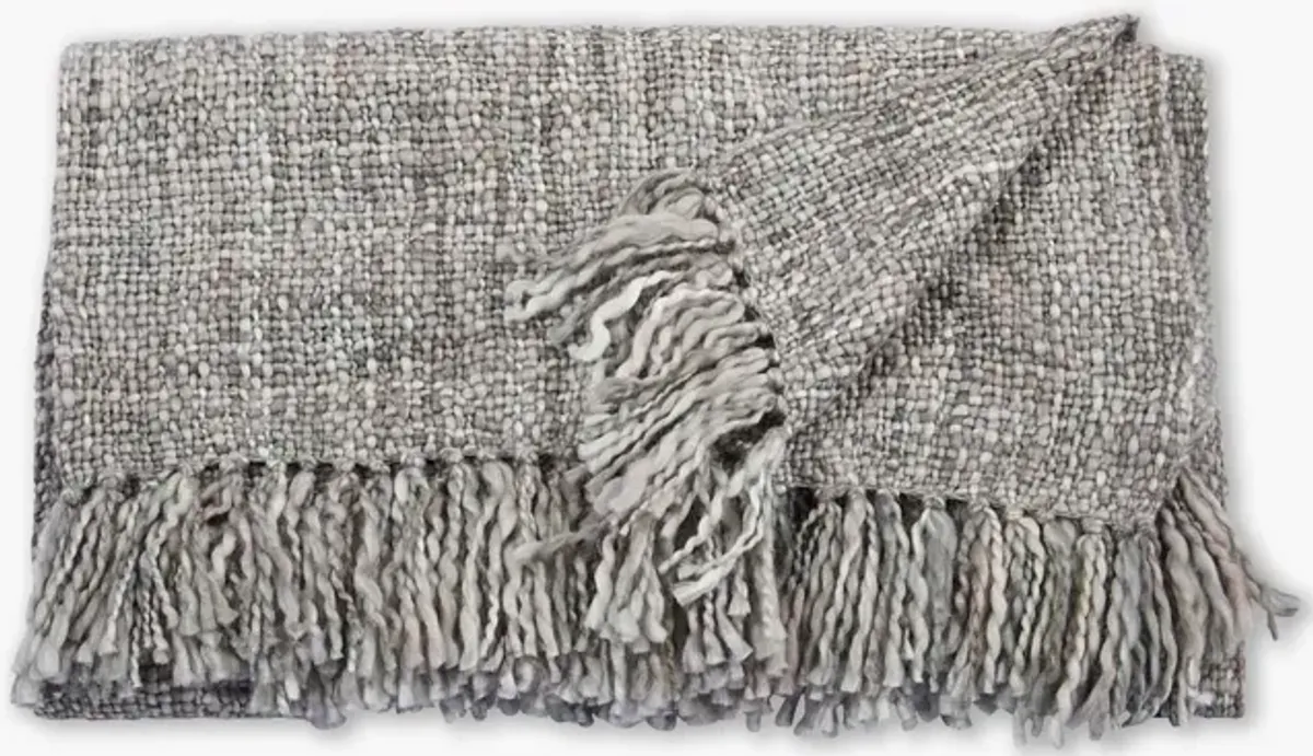 Grey Basket Weave Poly Throw 50 x 60