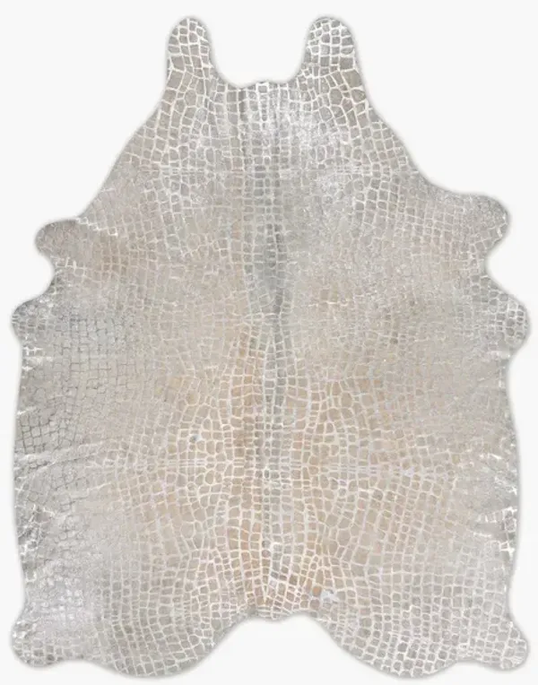 Crocodile print black/silver couture rug