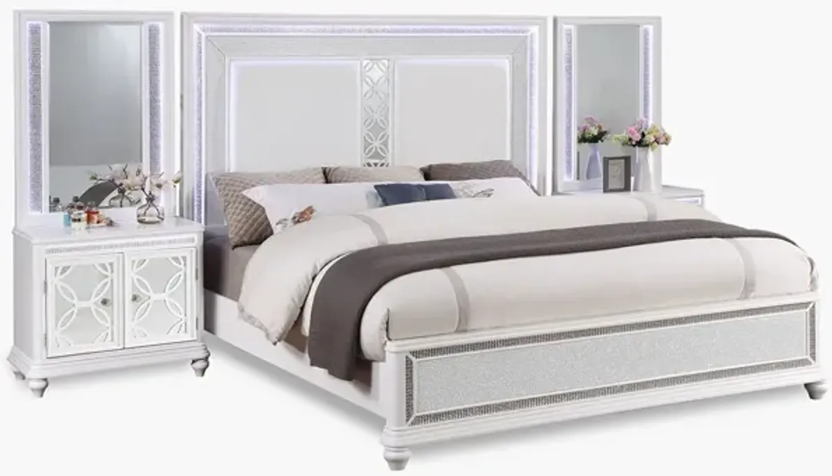 Anastasia King Wall Panel Bed with Door Nightstand