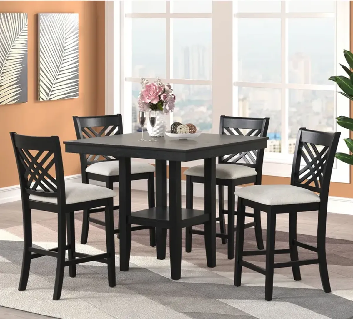 Avante Grey Pub 5PC Counter Height Set