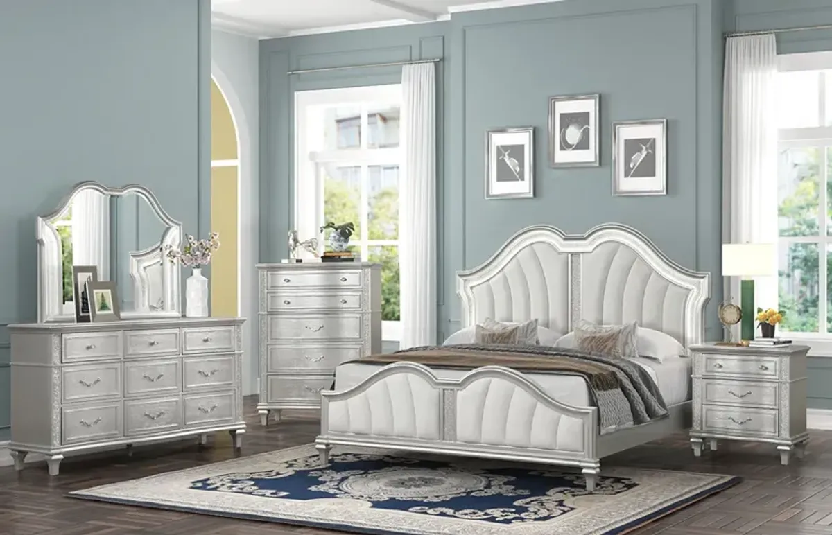 Bridgette 5PC Queen Lighted Uph Panel Bedroom