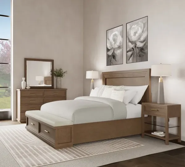 Cascade Brown 5PC King Lighted Storage Bedroom