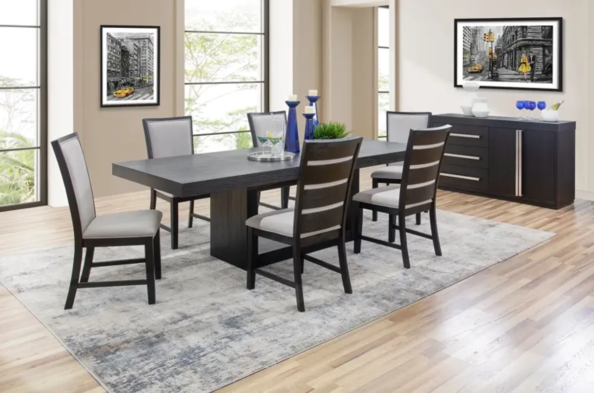 Cosmopolitan 5 Piece Rectangular Dining Set with Slat Back Chairs