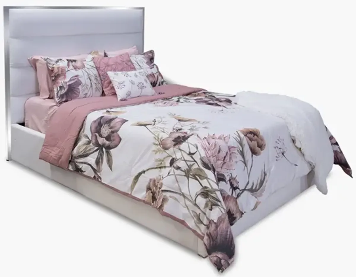 Dante White Queen Framed Upholstered Bed
