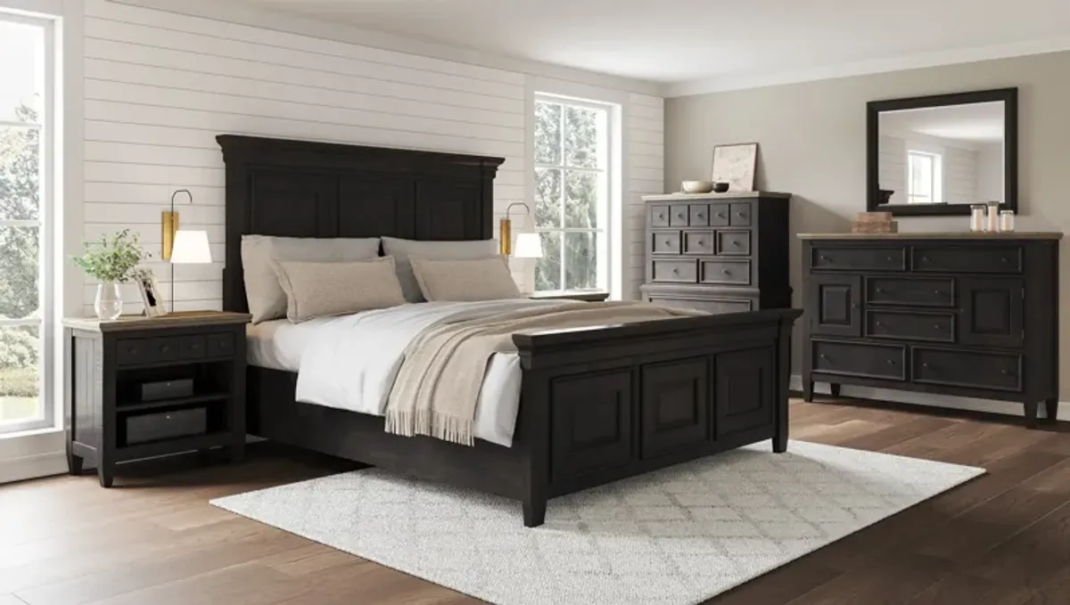 Farm House Charcoal 5 Piece Queen Panel Bedroom