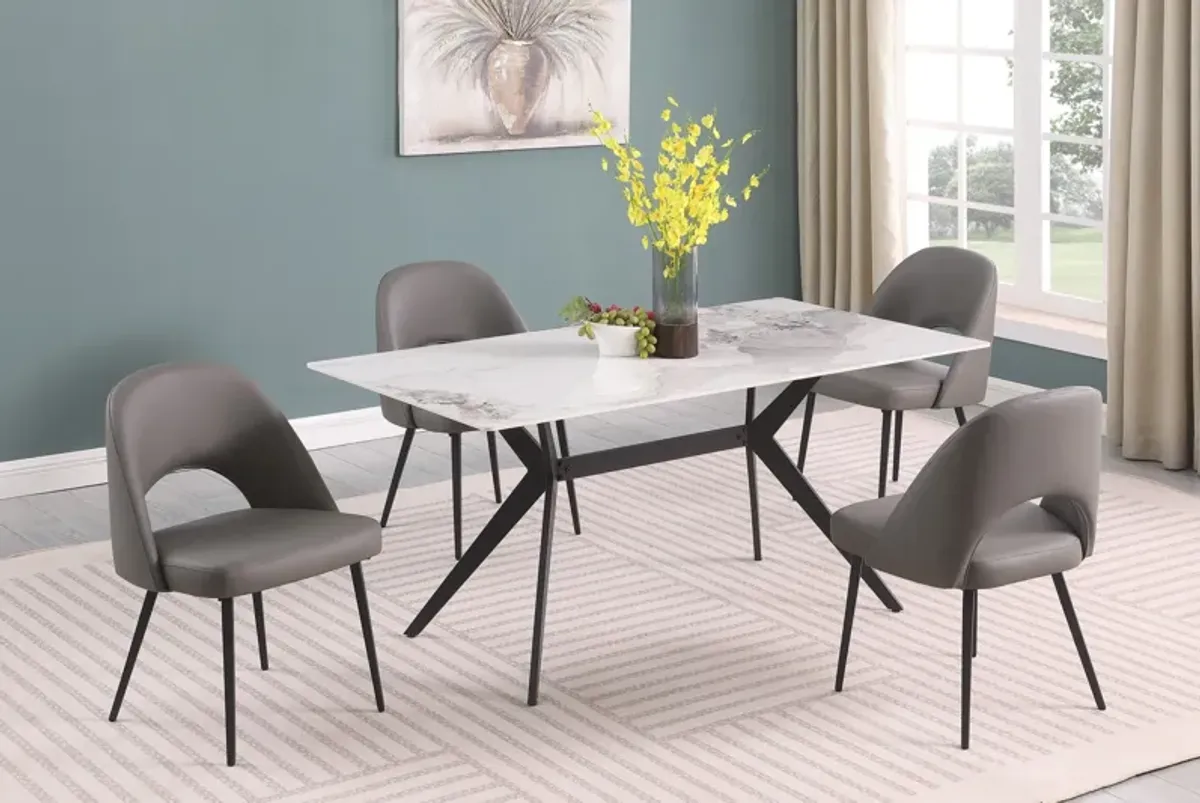 Hampshire 5 Piece Dining Set with Grey Chairs
