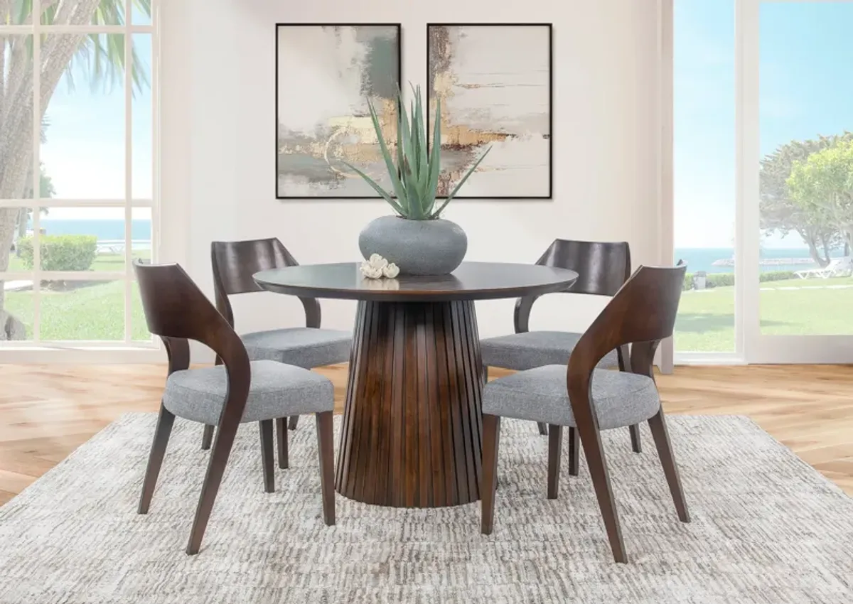 Holt Espresso 5PC Round Dining Set with Wood Back Chairs