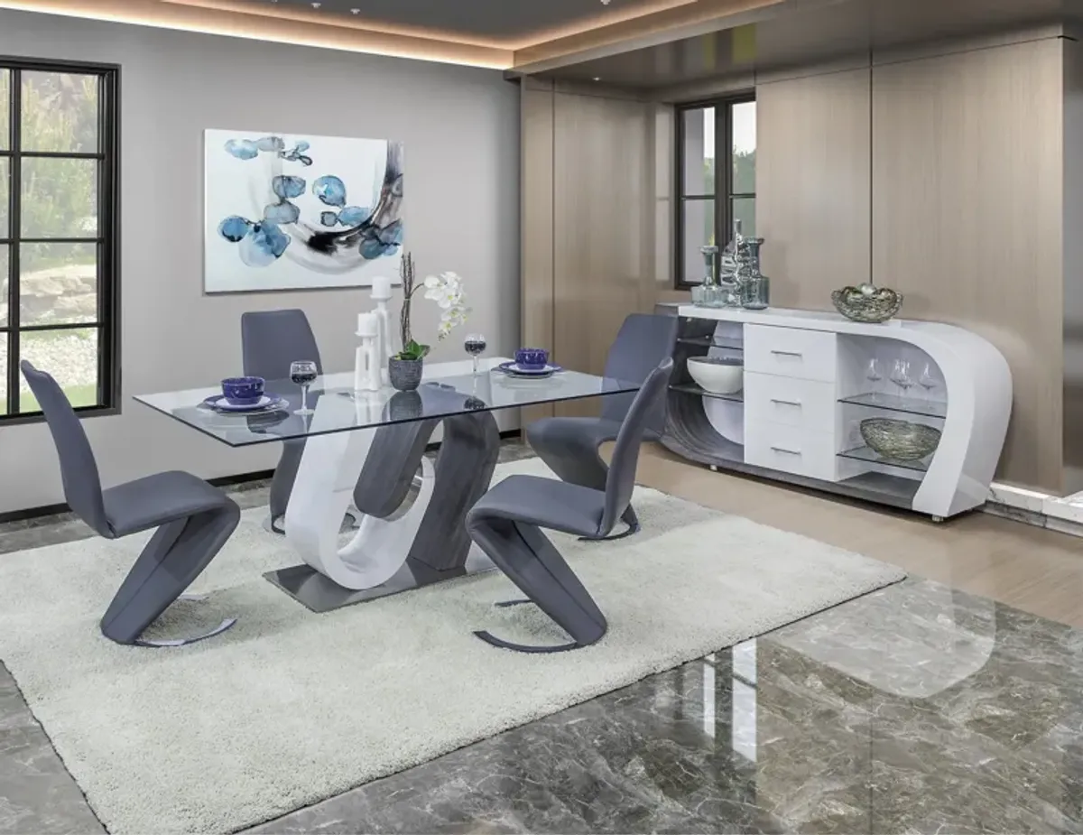 Intertwine 5 Piece Dining Set with Grey Chairs