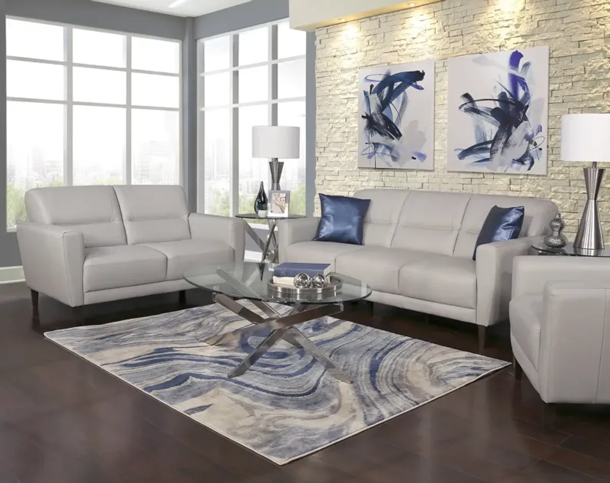 Jasper Grey 3 Piece Leather Living Room