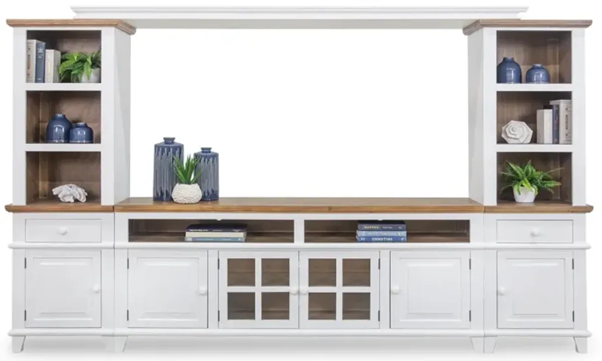 Miramar White 4 Piece Wall Unit with 72" TV Console"
