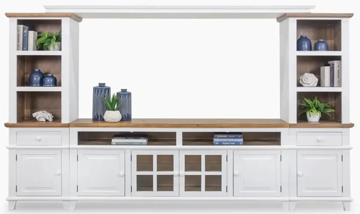 Miramar White 4 Piece Wall Unit with 80" TV Console"