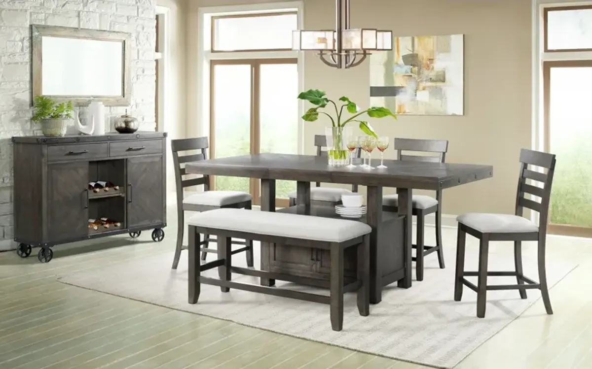 Nevada Pub II 5 Piece Counter Height Set with Ladder Back Stools