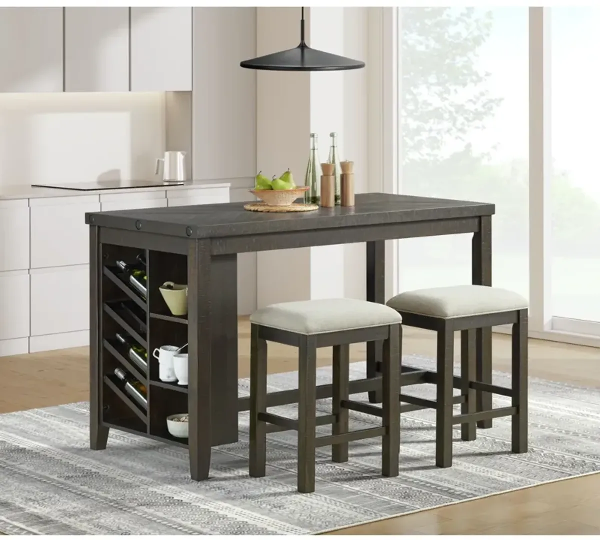 Nevada Pub II 3PC Kitchen Island Set