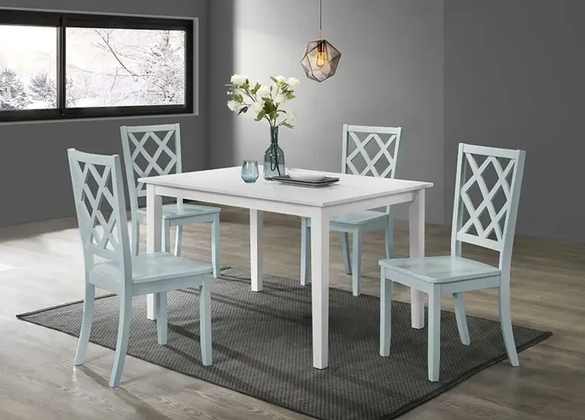 Sandpiper 5PC Rectangle Dining Set with Mint Side Chairs