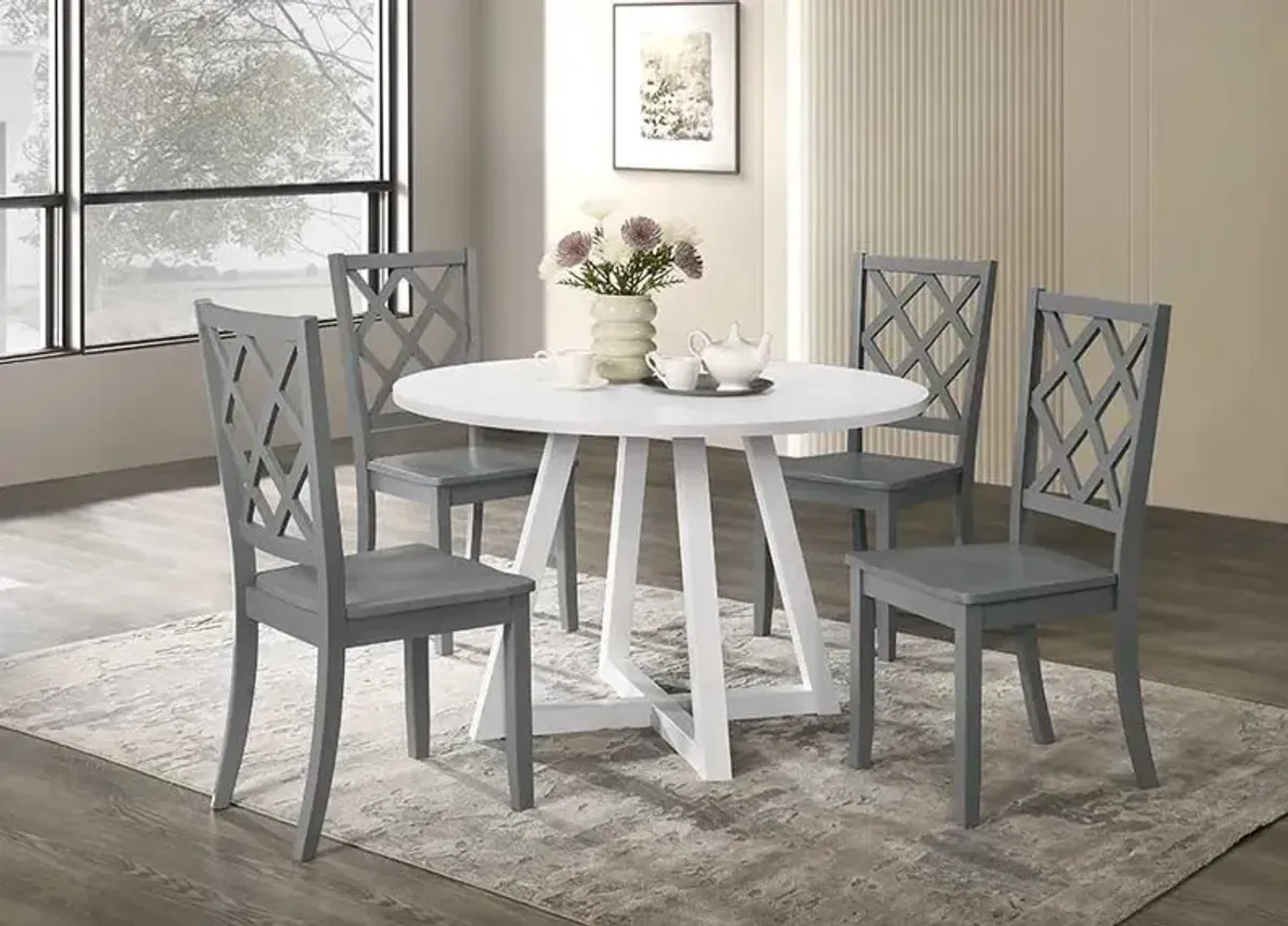 Sandpiper 5PC Round Dining Set with Grey Side Chairs