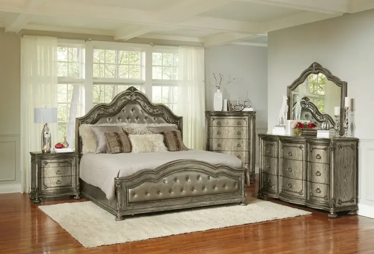 Seville 5 Piece Queen Upholstered Panel Bedroom