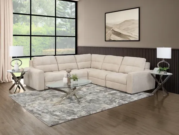 Slide Beige 5 Piece Sliding Sectional w/Left Arm Facing and Right Arm Facing Sliding Seats