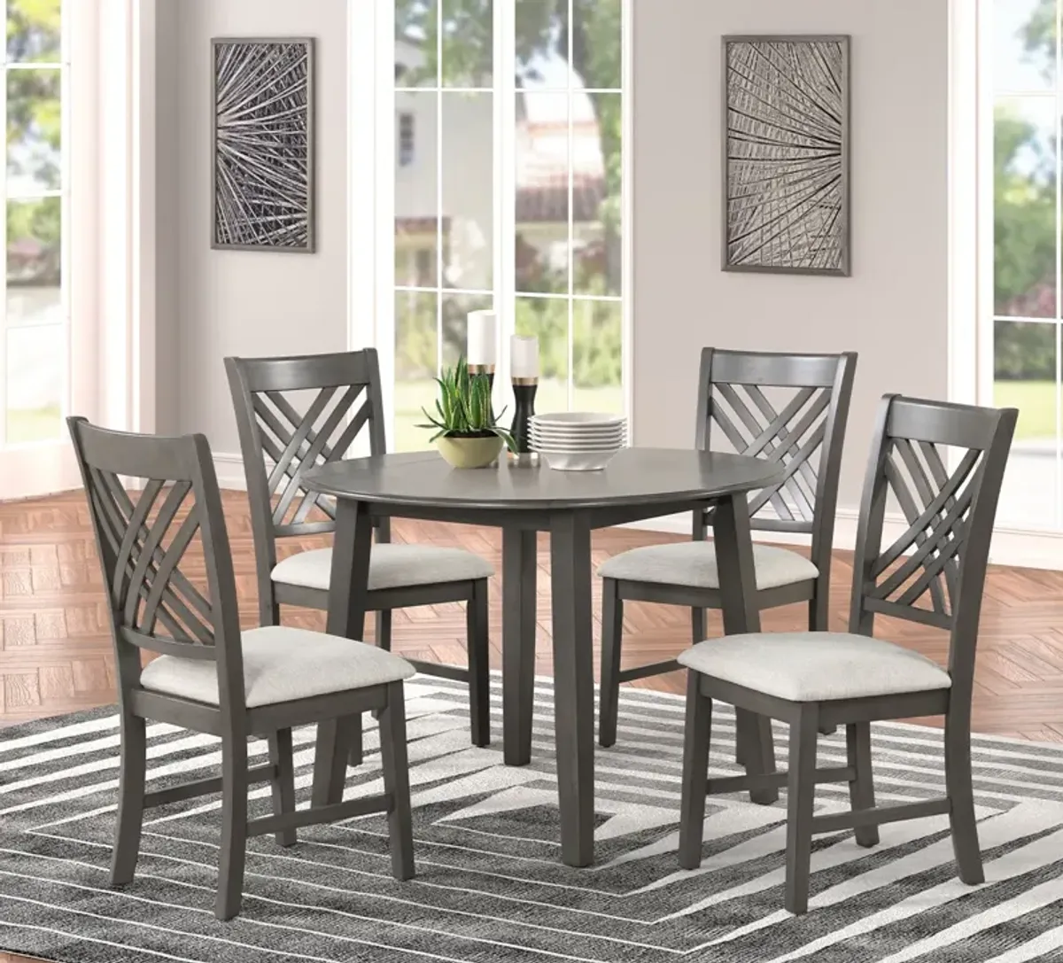 Crosswoods Grey 3PC Drop Leaf Dining Set