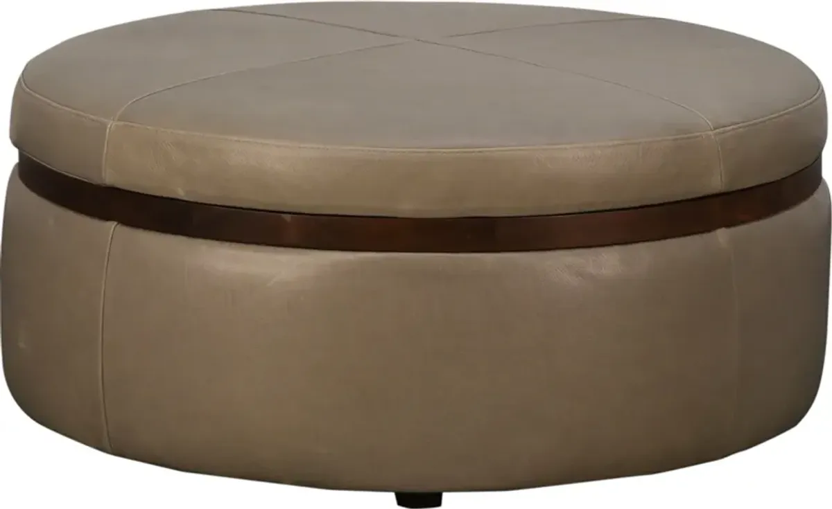 Jonathan Louis International BELL LEATHER STORAGE OTTOMAN