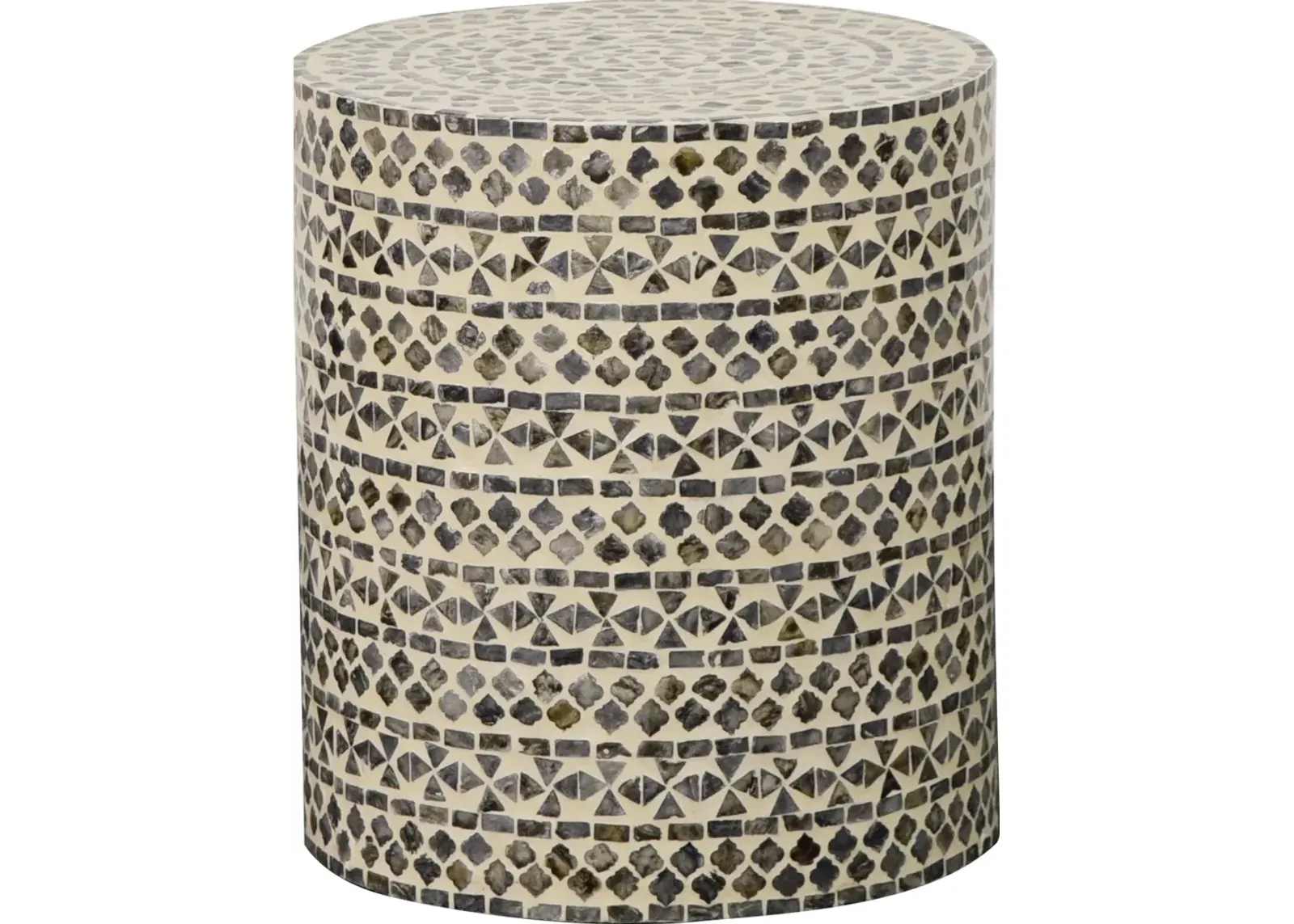 First Avenue GA ROUND ACCENT TABLE - GREY TRIBAL