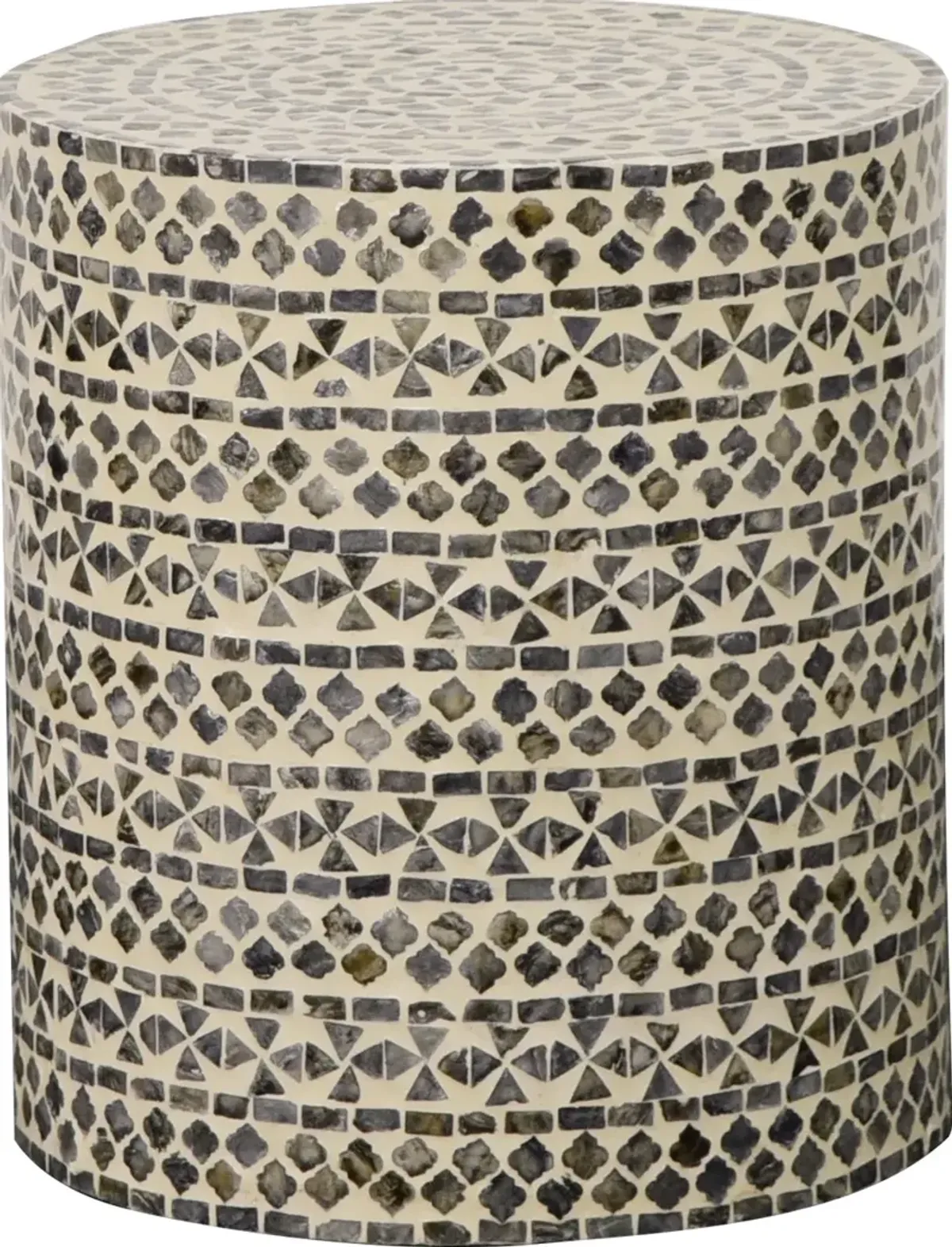 First Avenue GA ROUND ACCENT TABLE - GREY TRIBAL