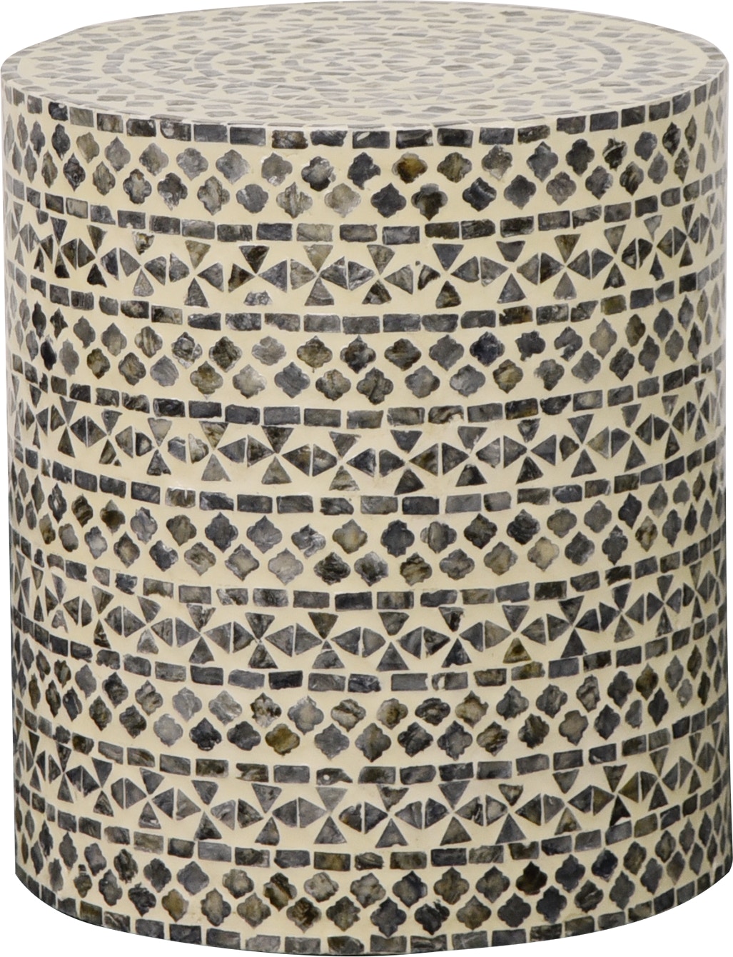 First Avenue GA ROUND ACCENT TABLE - GREY TRIBAL