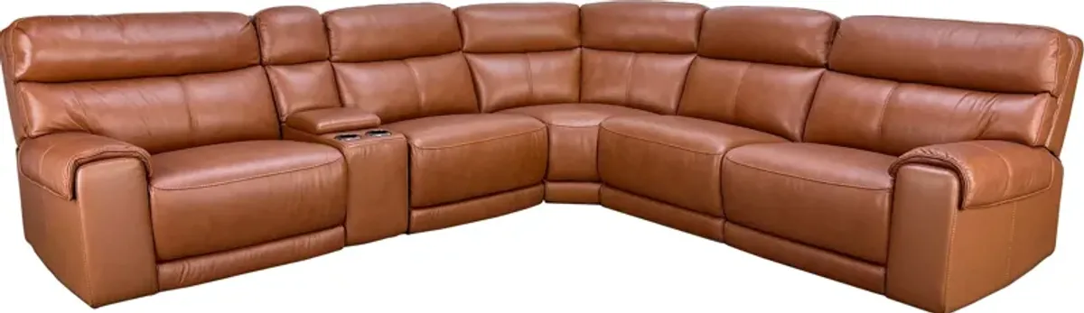 HTL International Furniture BRYCE 6 PC LTHR SECTIONAL-BROWN