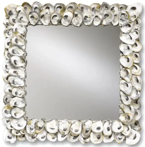 Oyster Shell Coastal Beach Large Square Wall Mirror - 20 Inch