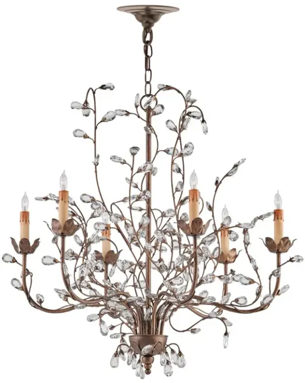 Brietta French Country Gold Iron Crystal Bud Chandelier - Medium